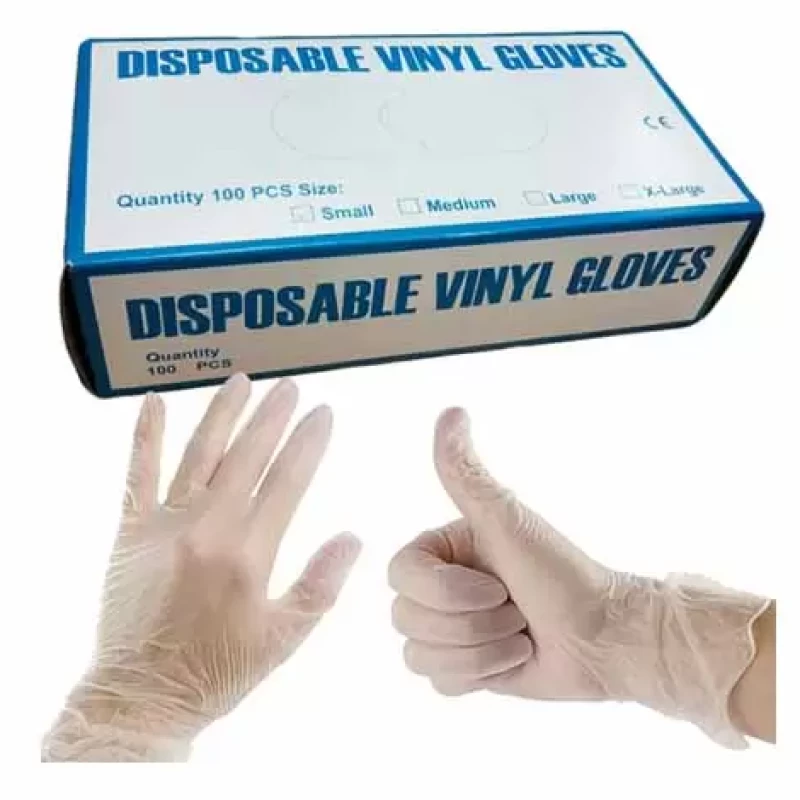 DISPOSABLE VINYL GLOVES SMALL 100PCS