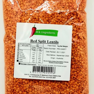 M&J RED SPLIT LENTILS 1KG