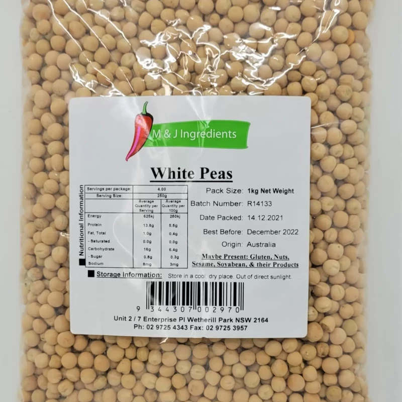 M&J WHITE PEAS 1KG